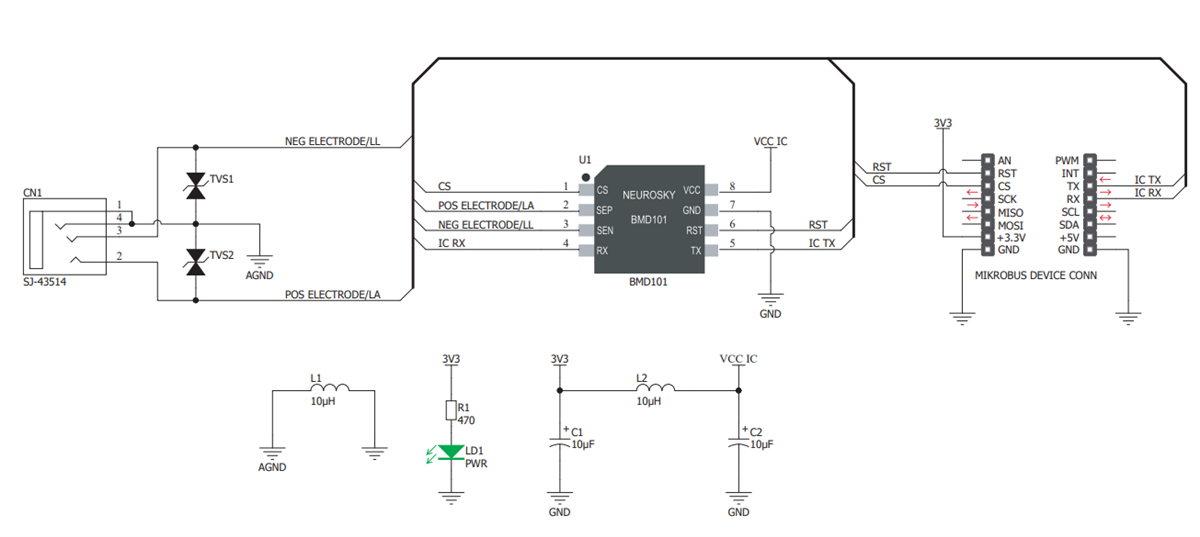 Schematic - Mikroe MIKROE-3427 ECG 4 Click